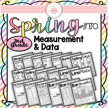 Preview of ((19 PAGES)) NO PREP TEST PREP! Spring into 2nd Grade Measurement & Data Bundle