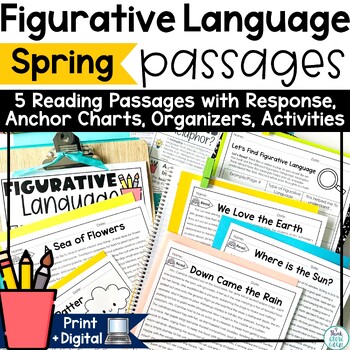 Preview of Spring Figurative Language Passages Poem Posters Anchor Charts Graphic Organizer