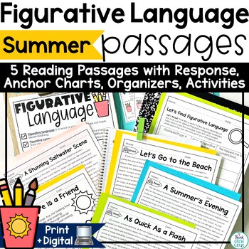 Preview of Figurative Language Passages Summer Reading Poem Posters Anchor Charts Organizer