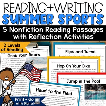 Preview of Summer Sports Day Activity Reading Passages Fun Olympics Games 2024 Writing
