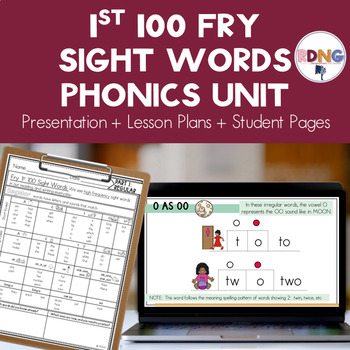 Preview of  1st 100 Fry Sight Words Phonics Unit Lesson Plans & Activities 