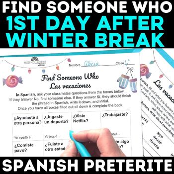 Preview of Spanish New Year First Day Back from Winter Break Preterite Weekend Chat Mat