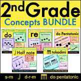 Preview of *2nd Grade Music Concepts for do, re, pentatonic, half note & sixteenths BUNDLE