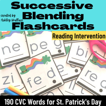 Preview of 1st St Patrick's Day Short Vowels Successive Blending CVC Words Flashcards