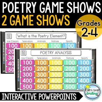 Preview of Jeopardy Poetry PowerPoint Game Shows Poetry Elements AND Poetry Analysis