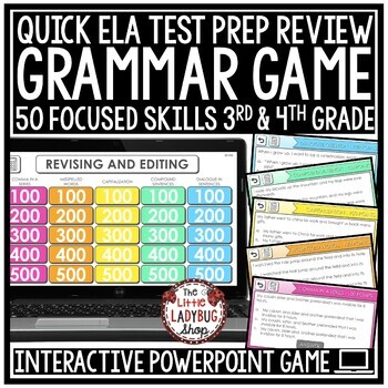 Preview of ELA Test Prep Grammar Jeopardy Game Show Language Review Skills 3rd 4th Grade