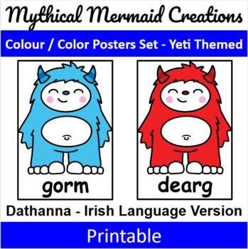 Preview of **$2 Deal** Winter Yeti Themed Color Poster Set - Gaeilge - Dathanna