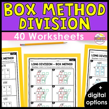 Preview of Box Method Division - 2 digit by 1 digit Practice Worksheets + Differentiation