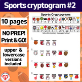 #2 OT SPORTS cryptogram worksheets: 10 no prep pages: Deco