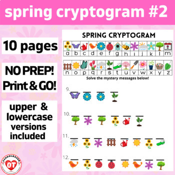Preview of #2 OT SPRING cryptogram worksheets: 10 pages no prep: decoding words/phrases