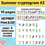 #2 OT SUMMER cryptogram worksheets: 10 no prep pages: Deco