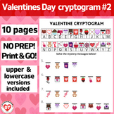 #2 OT VALENTINES DAY cryptogram worksheets 10 no prep page