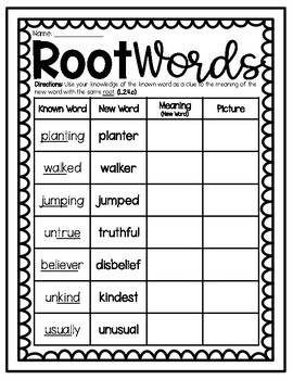 (((2 PAGES))) Base Words & Root Words Prefixes/Suffixes Worksheets