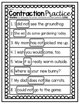 Preview of (((2 PAGES))) Contractions and Apostrophes Worksheet