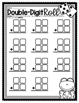 Preview of (((2 PAGES))) Double & Triple-Digit Addition Roll Activity Worksheets