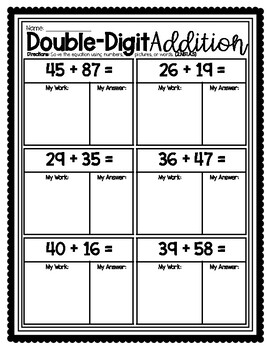 Preview of (((2 PAGES))) Double & Triple-Digit Addition Worksheets