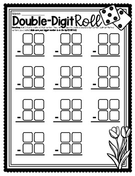 Preview of (((2 PAGES))) Double & Triple-Digit Subtraction Roll Activity Worksheet