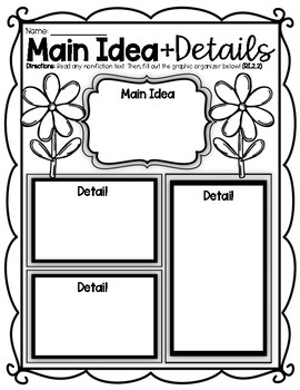 Preview of (((2 PAGES))) Main Idea and Details Graphic Organizer Worksheets