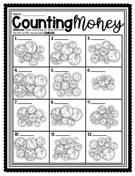Preview of (((2 PAGES))) Money Counting Coins and Money Story Problems Worksheets