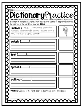 (((2 PAGES))) Using a Dictionary Worksheets by Kendra's Kreations in