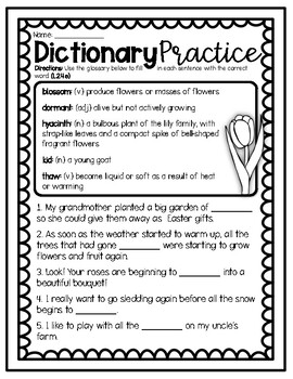 (((2 PAGES))) Using a Dictionary Worksheets by Kendra's Kreations in