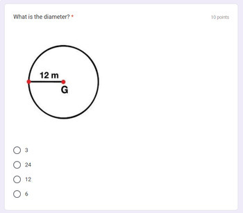 Preview of #2 - Radius and Diameter of Circles Google Form Multiple Choice Questions