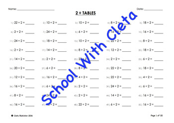 2 simple division by two mental maths drill worksheets booklet