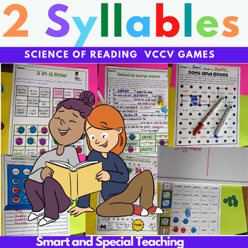 Preview of  2 Syllable Word Games Science of Reading VCCV Orton Gillingham