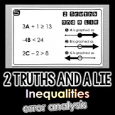 "2 Truths and a Lie" Inequalities Math Error Analysis Activity