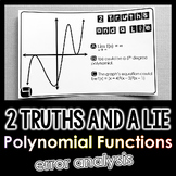 "2 Truths and a Lie" Key Features Polynomial Functions Err