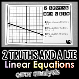"2 Truths and a Lie" Linear Equations Math Error Analysis 