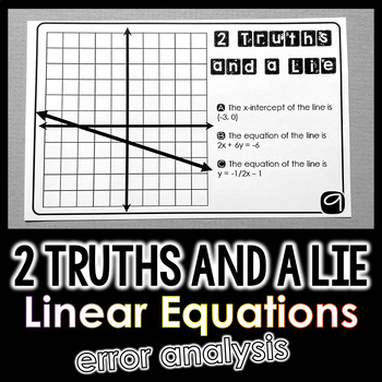 Preview of "2 Truths and a Lie" Linear Equations Math Error Analysis Activity