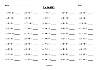 2 x two multiplicationtimes tables drillmental maths worksheetsbooklet