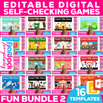 Preview of Editable Google Slides PowerPoint Game Templates FUN Bundle 2