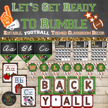 Preview of Football Classroom Theme Decor Bundle Editable
