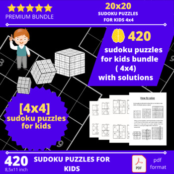interior bundle) mix Sudoku Puzzles Game for Kids [4x4] (bundle)