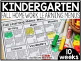 Kindergarten Fall Learning Menus | DISTANCE LEARNING GOOGL