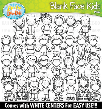 Preview of Everyday Kids Blank Faces Clipart Set {Zip-A-Dee-Doo-Dah Designs}