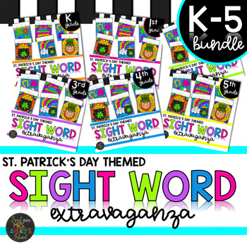 Preview of Sight Word Activities Color by Code Bundle - March Literacy St. Patrick's Day