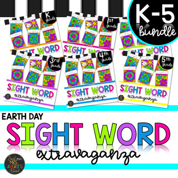 Preview of K-5 Earth Day Sight Words Color by Code Bundle