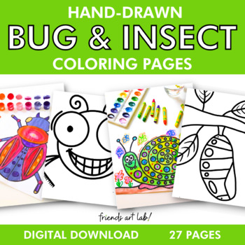 Preview of Hand-Drawn Bug & Insect Coloring Pages (Perfect for Home & School)
