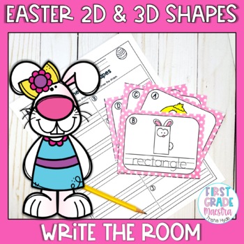 Preview of  2D & 3D Shapes | Task Cards | Write the Room | Easter