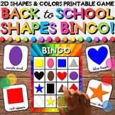 Shapes & Colors Bingo Game Activity - Back to School, 2D G