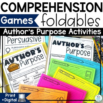 Preview of Author's Purpose Activity Worksheet Anchor Chart Graphic Organizer PIE