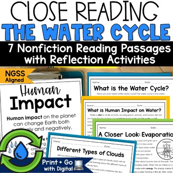 Preview of Water Cycle Reading Passages Worksheet Human Impact on the Environment Activity