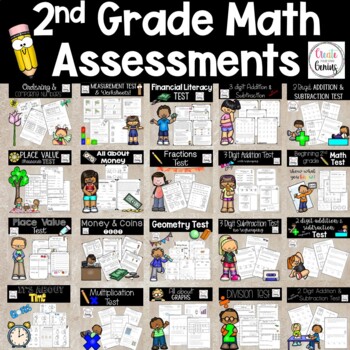 Preview of ⭐️2nd Grade Math Assessments| 1 Year Bundle ⭐️