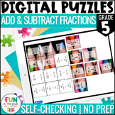 Add & Subtract Fractions Digital Puzzles {5.NF.1} 5th Grad