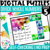 Divide Whole Numbers Digital Puzzles {5.NBT.6} 5th Grade M
