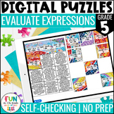 Evaluate Expressions Digital Puzzles {5.OA.1} 5th Grade Math
