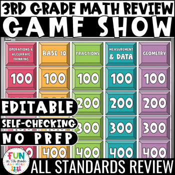 Preview of 3rd Grade Math Review Game Show - All Standards Review!